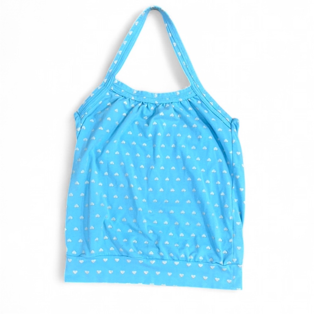 Blue Heart Print Halter Tank Top
